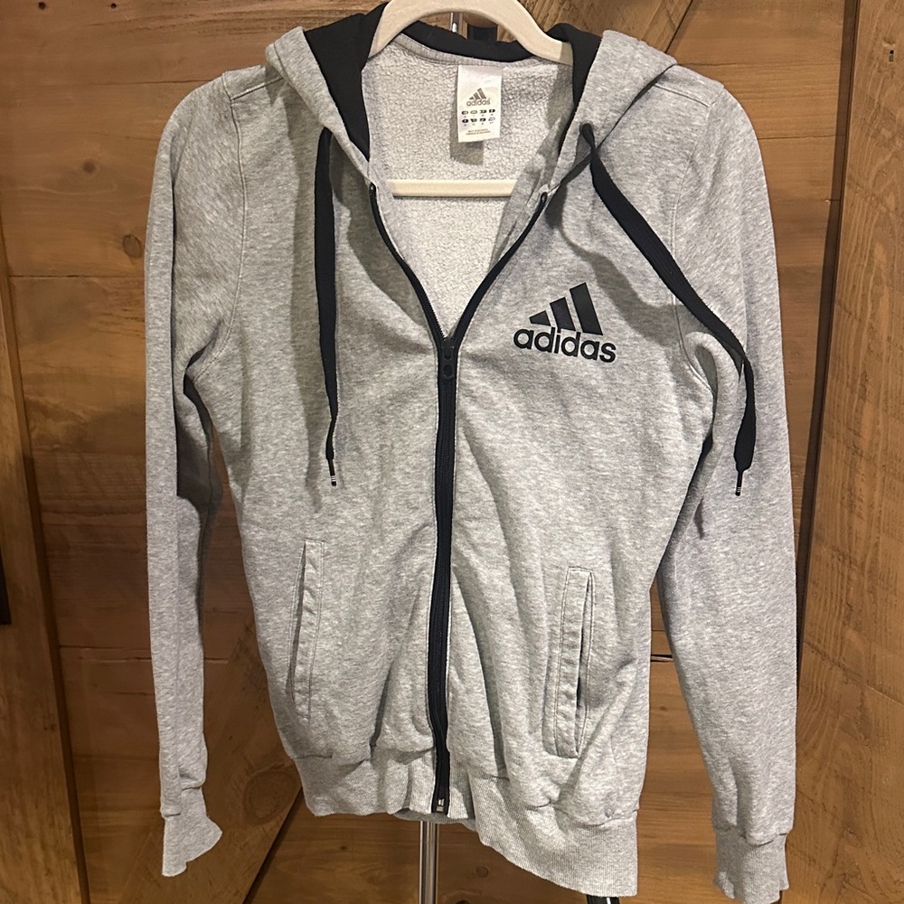 Adidas Gray Zip-Up Hoodie